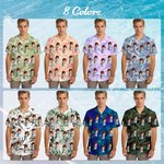 Personalized Face Photo Golf Elements Hawaiian Style Short-Sleeved Shirt Funny Anniversary Birthday Gift for Golf Players