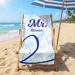 Personalised Palm Half Heart Quick Dry Soft Oversized Beach Towel with Name Summer Pool Beach Party Birthday Gift for Couple