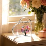 Personalized Mother-In-Law Heart Tree Heart-Shaped Acrylic Plaque with Text and Names Home Decor Mother's Day Birthday Gift for Mom Grandma