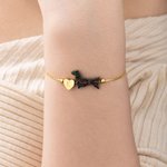 Personalizada en forma de corazón inicial de cuentas de ópalo Dachshund pulsera cumpleaños Memorial Gift for Dog Owners Lovers