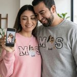 Spersonalizowany romantyczny haftowany foto miękki T-shirt bluza z kapturem z inicjałami prezent urodzinowy rocznica ślubu dla pary