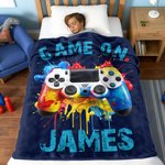 Henkilökohtainen Gamepad Splatter Paint Soft Throw Blanket kanssa nimi ja otsikko Home Decor syntymäpäivälahja Game Lover Kidille