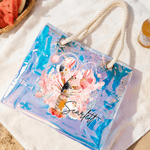 Personalised Watercolour Sea Animal Waterproof Transparent Tote Bag with Name Travel Essentials Mother's Day Birthday Beach Party Gift for  Woman