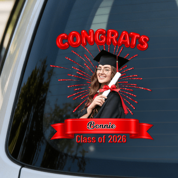 Personalisierte Foto Graduation Congrats Feuerwerk wasserdicht Autoaufkleber mit Namen und Jahr Graduierung Geschenk für Absolventen