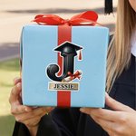 Personalized Graduation Cap Initial Waterproof Stickers with Name Celebration Graduation Party Decor for Graduates