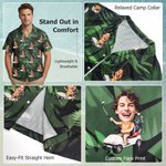 Personalized Face Photo Golf Elements Hawaiian Style Short-Sleeved Shirt Funny Anniversary Birthday Gift for Golf Players
