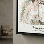Stampa su tela con cornice di foto ad acquerello personalizzata con data e testo - Regalo di anniversario di San Valentino per coppie