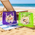 Personalised Watercolour Sea Animal Waterproof Transparent Tote Bag with Name Travel Essentials Mother's Day Birthday Beach Party Gift for  Woman
