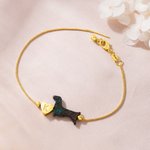 Personalizada en forma de corazón inicial de cuentas de ópalo Dachshund pulsera cumpleaños Memorial Gift for Dog Owners Lovers