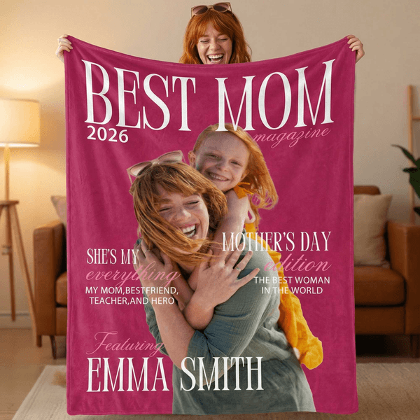 Suave manta personalizada con foto y nombre para decoración del hogar Día de la Madre Regalo de cumpleaños para mujer