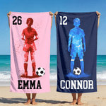 Serviette de plage surdimensionnée avec nom et numéro Cadeau de voyage pour les amoureux du football