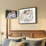 Stampa su tela con cornice di foto ad acquerello personalizzata con data e testo - Regalo di anniversario di San Valentino per coppie