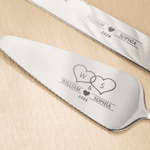 Personlig Initial Krans Design Bröllopstårta Kniv Servering Set med Namn och Datum 2 st Bröllopsgåva för nygifta par