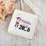 Personalized Cartoon Graduate Girl Ceramic Square Trinket Jewellery Dish with Name Congratulation Graduation Gift for Schoolmates Friends