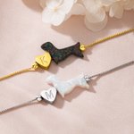 Personalizada en forma de corazón inicial de cuentas de ópalo Dachshund pulsera cumpleaños Memorial Gift for Dog Owners Lovers