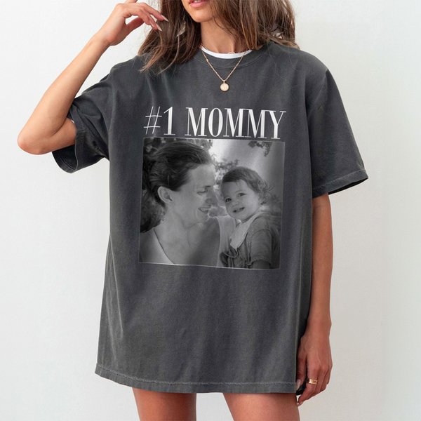 Gepersonaliseerd Vintage Foto Veelkleurig 100% Katoen Unisex T-shirt met Naam Verjaardag Vaderdag Moederdag Cadeau voor Mama Papa