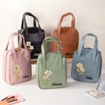 Personalisierte Vintage Gold-Edged Geburt Blume Name Portable PU Leder Kosmetiktasche mit Griff Reisezubehör Geburtstag Geschenk für Frauen Mädchen