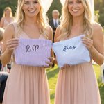 Personalized Multicolour Embroidered Stripe Makeup Bag Pouch with Name Mother's Day Bridal Party Gift for Mother Bridesmaid