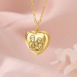 Personalised Simple Line Family Photo Heart-Shaped Locket Necklace Dainty Jewellery Birthday Mother's Day Gift for Mom Family