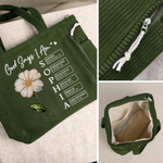Personalizado Dios dice que eres Efecto Perla Nacimiento Flor Bolsa de pana de gran capacidad con nombre Regalo de cumpleaños cristiano para mujer