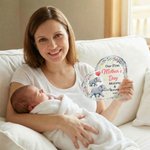 Personalised Cute Mom Baby Elephant Floral Acrylic Heart-Shaped Plaque with Name Home Decor First Mother's Day Gift for Mom Kid