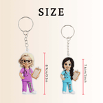 Llavero acrílico personalizado con el nombre de un personaje de enfermera de dibujos animados Regalo de agradecimiento por la semana de la enfermera para el personal médico