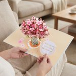 Personalised 3D Flower Greeting Card with Text Birthday Anniversary Valentine's Day Mother's Day Gift for Her