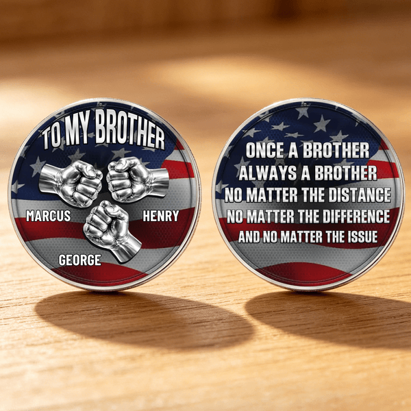 Personalized To My Brother National Flag 2-6 Fists Coin with Names and Display Stand Birthday Friendship Anniversary Gift for Brother
