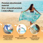 Personlig strandhandduk med blommor och namn snabbtorkande stor badlakan en unik present för semester sommarfest och födelsedag