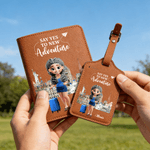 Personalized Cute Cartoon Character Travel Theme Passport Holder with Name and Quote Travel Accessory Gift for Travel Lover Girls