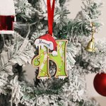 Personalized Santa Hat Sports Ball Initial 3D Layered Wooden Ornament with Name Home Tree Decor Christmas Athlete Gift for Ball Sports Lovers