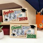 Personalized Congratulations Class of Graduation Wooden Money Holder with Name and Year Graduation Party Gift for Graduates Students