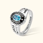 Gepersonaliseerde klas ringen voor mannen vrouwen, Sterling zilver geboortesteen naam afstuderen Ring Senior ringen geschenken voor afgestudeerden