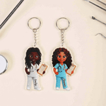 Llavero acrílico personalizado con el nombre de un personaje de enfermera de dibujos animados Regalo de agradecimiento por la semana de la enfermera para el personal médico