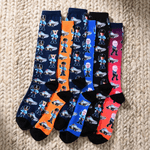 Personalized Cartoon Police Officer Police Car Soft Mid-Calf Socks with 1-2 Photos Daily Wear Birthday Gift for Police Officers