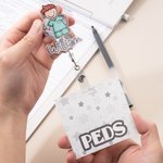 Personalizada de dibujos animados de la enfermera simple línea de dibujo de identificación de acrílico carrete con el nombre de la enfermera Apreciación regalo de cumpleaños para la enfermera médico p