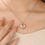 Personalised Simple Line Family Photo Heart-Shaped Locket Necklace Dainty Jewellery Birthday Mother's Day Gift for Mom Family