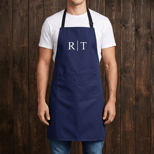 Personalised Vintage Simple Pattern Adult Apron with Name and Initial Daily Kitchen Cooking Father's Day Birthday Gift for Dad Man