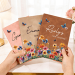 Personalised New Chapter Watercolour Flower A5 PU Leather Notebook with Name Office Supplies Retirement Gift for Retirees Friends