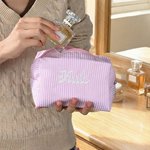 Personalized Multicolour Embroidered Stripe Makeup Bag Pouch with Name Mother's Day Bridal Party Gift for Mother Bridesmaid