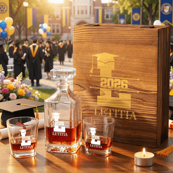 Personalized Graduation Cap Initial Whiskey Decanter with Name and Year Graduation Party Gift for Graduates Whiskey Lovers