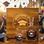Personalised Mastered It Graduation Cap Square Decanter with Name and Year Graduation Party Gift for Graduate Whiskey Lover