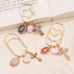 Personalised Catholic Cross Paper Clip with Initial Religious Baptism First Communion Gift for Book Lovers Bookworm