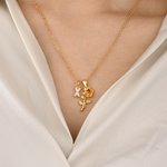 Personalizada Exquisita Birthstone Rose Collar con Inicial Dainty Joyería Cumpleaños Aniversario de regalo para las mujeres