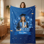 Foto de Graduación Personalizada Manta Suave Multicolor con Nombre y Año Uso Diario Decoración de Fiesta Regalo de Graduación para Graduados