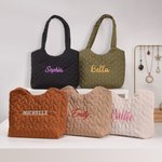 Personalized Diamond Quilted Embroidery Lightweight Tote Bag with Name Daily Use Travel Birthday Gift for Women