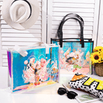 Personalised Ocean Creature Holographic Clear Tote Bag with Name Summer Holiday Daily Use Birthday Gift for Friends Girls