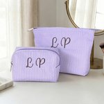 Personalized Multicolour Embroidered Stripe Makeup Bag Pouch with Name Mother's Day Bridal Party Gift for Mother Bridesmaid