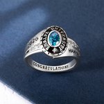Gepersonaliseerde klas ringen voor mannen vrouwen, Sterling zilver geboortesteen naam afstuderen Ring Senior ringen geschenken voor afgestudeerden
