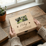 Personalizado Pet Foto Nacimiento y Muerte Años Caja de madera de almacenamiento de memoria con el nombre y el texto Pérdida de Mascota Memorial Regalo para el dueño de la mascota Amante